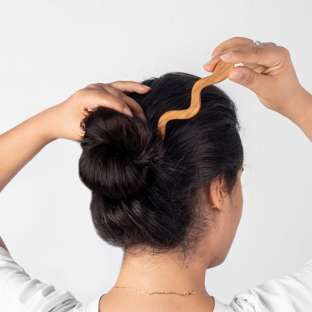 Olivenholz Haarnadel Schlangenform Handgefertigt